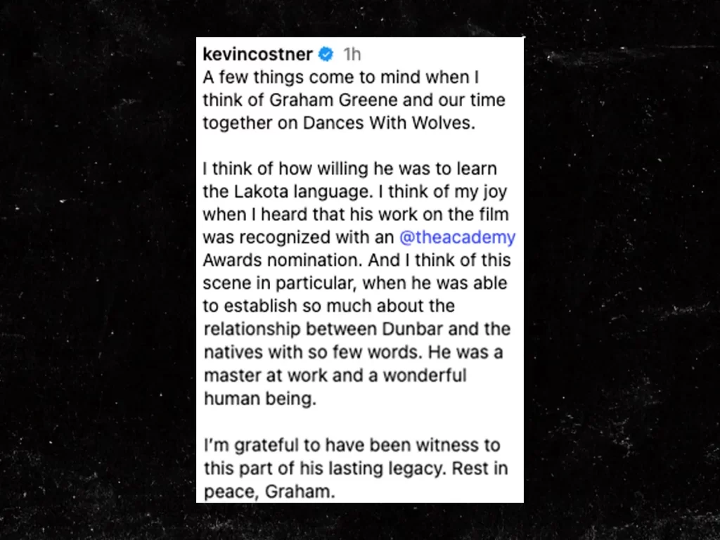 Kevin Costner's tweet tribute to Graham Greene