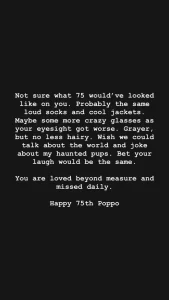 Zelda's message shared on Instagram on July 21