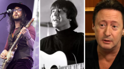 John Lennon of The Beatles in 1965, the year "Norwegian Wood" appeared on Rubber Soul